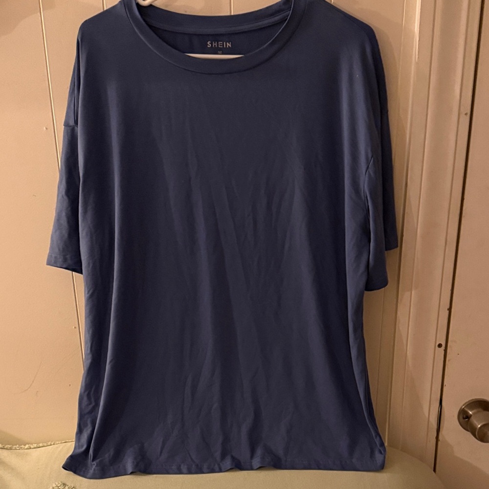 SHEIN Men's Dark Navy Crew Neck Short Sleeve Tee